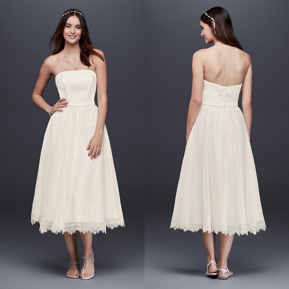 David's Bridal Dresses & Skirts - SOLD Galina Dotted Tulle Tea-Length Wedding Dress - 6
